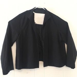 Eileen Fisher Large Blazer Wool Open Front Crop